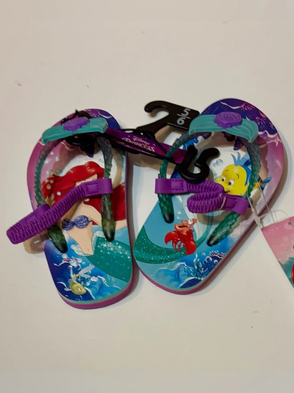 NEW Disney Little Mermaid Toddler Girls' Size 5/6 Sling-Back Flip-Flop Sandals